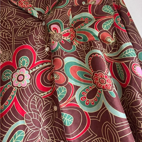 Alix Of BohemiaGogo Chocolate Silk Blouse L